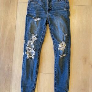 American Eagle Outfitters Ripped Blue Skinny Jeans